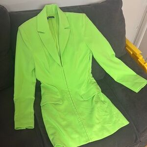 Zara Bright Lime Blazer dress brand new